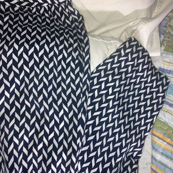 Theory Blue and White Patterned 100 silk Trousers - Picture 2 of 7